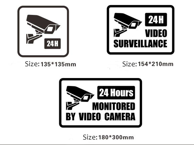 Video Surveillance Security Burglar Alarm Decal Warning Sticker Signs, B Style