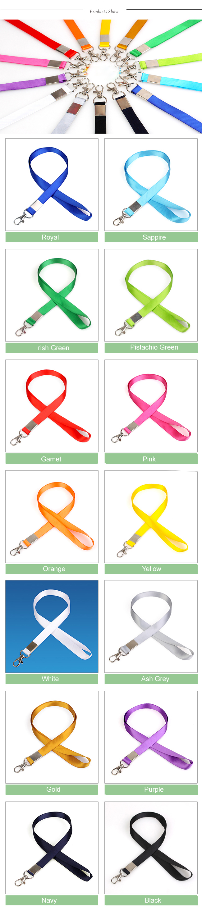 Custom Lanyard for Business ID Badge Card Holder 14 Color - 1 Color Print